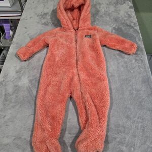Eddie Bauer Infant Cozy Fleece Teddy Bear Hooded Bunting Snowsuit Pink Size 6-9M